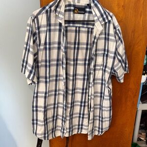 Nautica Men's White and Blue Checkered Shirt